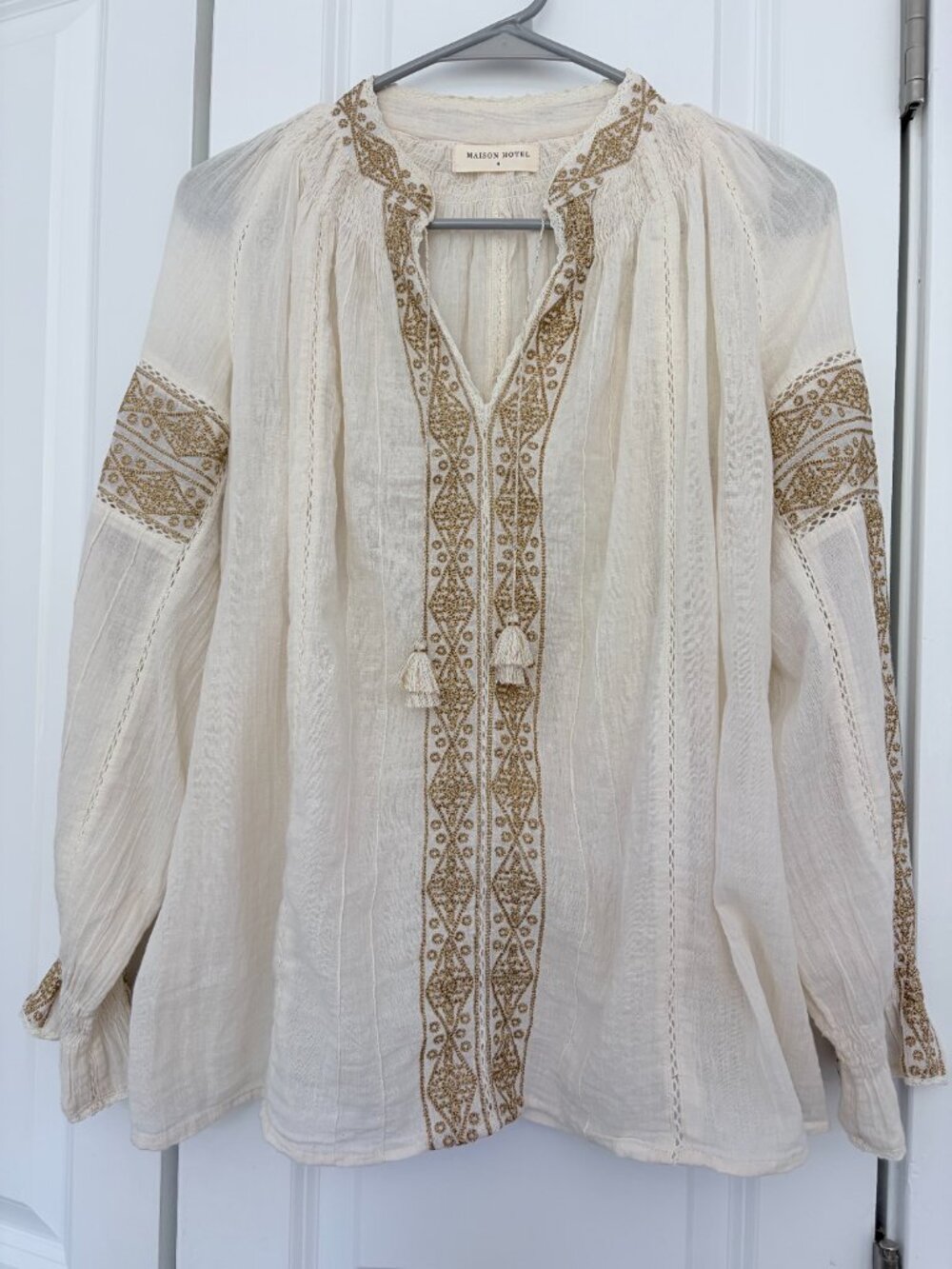 Maison Hotel Violette Blouse Gold Embroidery Size M - Picture 6 of 12